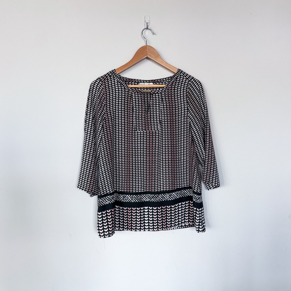 3/$20⚡️ Women's Dana Buchman Metal-Accent Keyhole Blouse Top Pattern Stripe